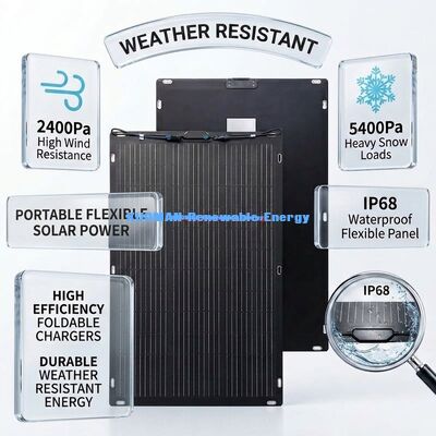200W IP67 360-градусная гибкая солнечная панель для дома на колесах и дома, двусторонняя солнечная панель