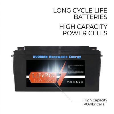 КМ батарея 1920Wh 12V 150Ah литийная батарея глубокий цикл с 8000 циклов для хранения энергии и RV / вилочный погрузчик / гольф-коляска / яхты