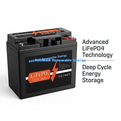12V 24Ah LiFePO4 аккумулятор с энергией 307,2Wh и материалом корпуса ABS для глубоких циклов