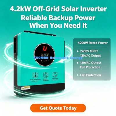 4200W MPPT Гибридный солнечный инвертор 60-450VDC PV Ввод 120A Солнечный ток зарядки