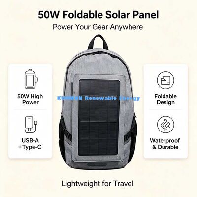 50W портативное складное зарядное устройство на солнечных батареях, удобное для рюкзака солнечное питание для путешествий