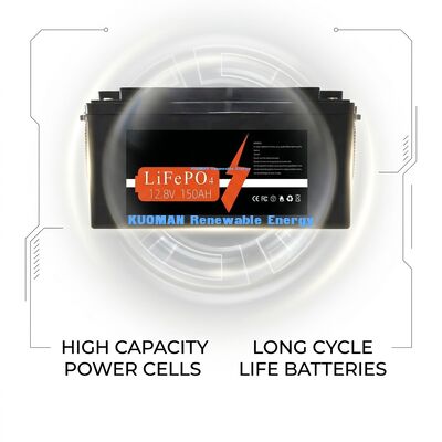 КМ батарея 1920Wh 12V 150Ah литийная батарея глубокий цикл с 8000 циклов для хранения энергии и RV / вилочный погрузчик / гольф-коляска / яхты