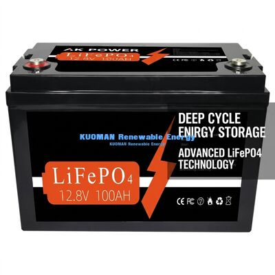 12V 100Ah 1280Wh Литийная батарея с глубоким циклом с 8000 циклами для хранения энергии и питания корзины для гольфа