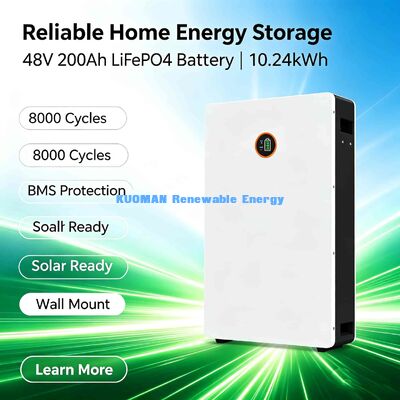 Настенный домашний аккумулятор LiFePO4, 15 кВтч, 48 В, 300 Ач, поддержка OEM/ODM, 8000 циклов