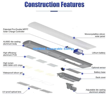 30W LiFePO4 аккумуляторная солнечная уличная лампа, водонепроницаемая уличная солнечная светодиодная дорожная лампа