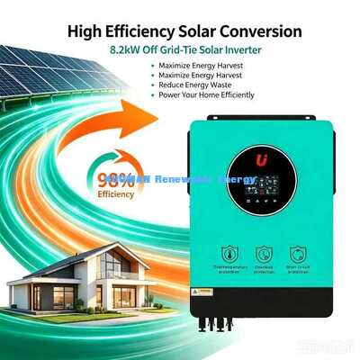 48V Battery 8200W Hybrid Solar Inverter 98% High Efficiency Dual MPPT Tracker