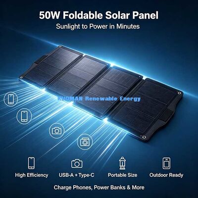 50W портативное складное зарядное устройство на солнечных батареях, удобное для рюкзака солнечное питание для путешествий