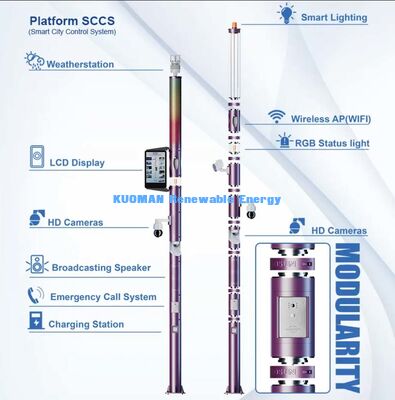 Модульный умный столб с LED освещением, камерой, WiFi и экстренным вызовом